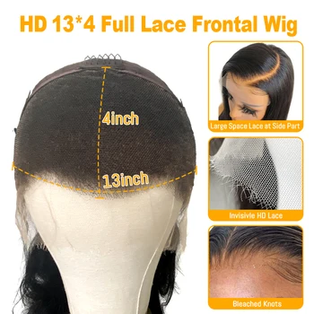 34Inch Transparent Lace Wigs HD Lace Frontal Wigs Deep Wave Frontal Wigs For Black Women 13X4