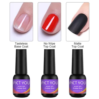

PICT YOU Gel Nail Polish Base and Top Coat Set Matte Top Coat Soak-off UV Varnish Long Lasting Soak Off UV Gel