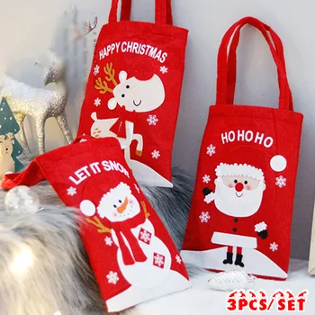 

3PCS 22.5*52cm Christmas Storage Bag For Tote Bag Christmas Eve Cartoon Children Gift Bag For Candy Sweeties Chocolates