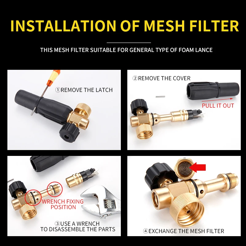 Car Wash For High Pressure Washer  Foam Cannon Lance Mesh Filter High Density Tablet Replacement Accessories For Foam Generation 4