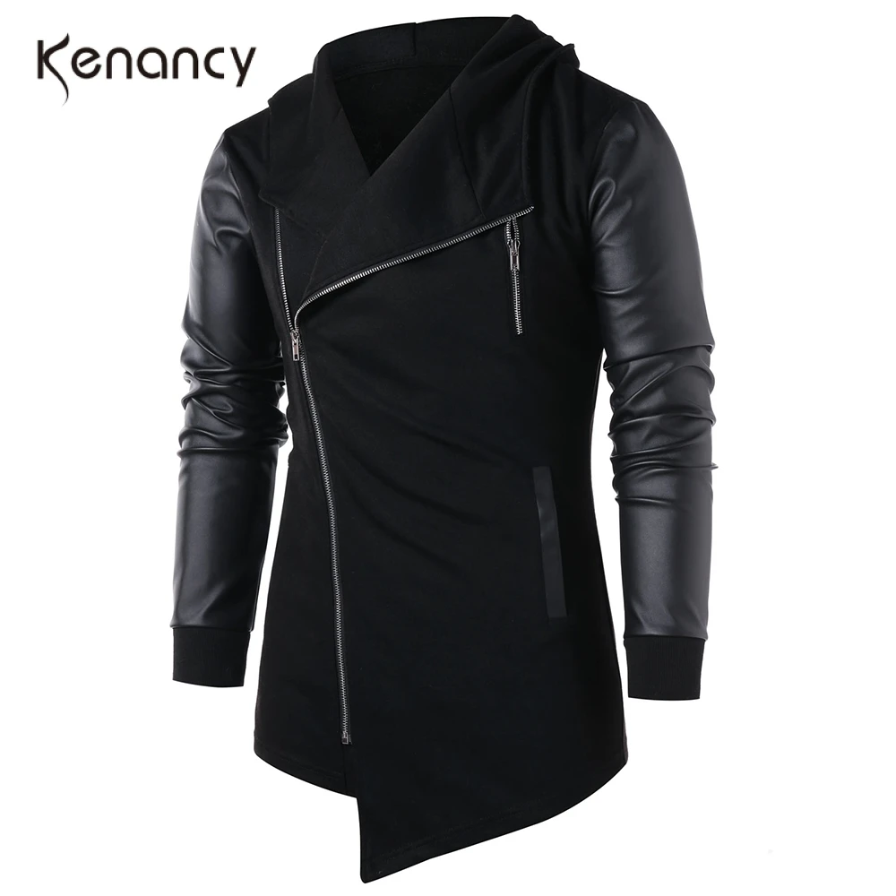 

Hemiks Men Asymmetric Zip Up Panel Coat Autumn Winter Men'S Jacket Casual Outwear Long Sleeve Male Coats Tops
