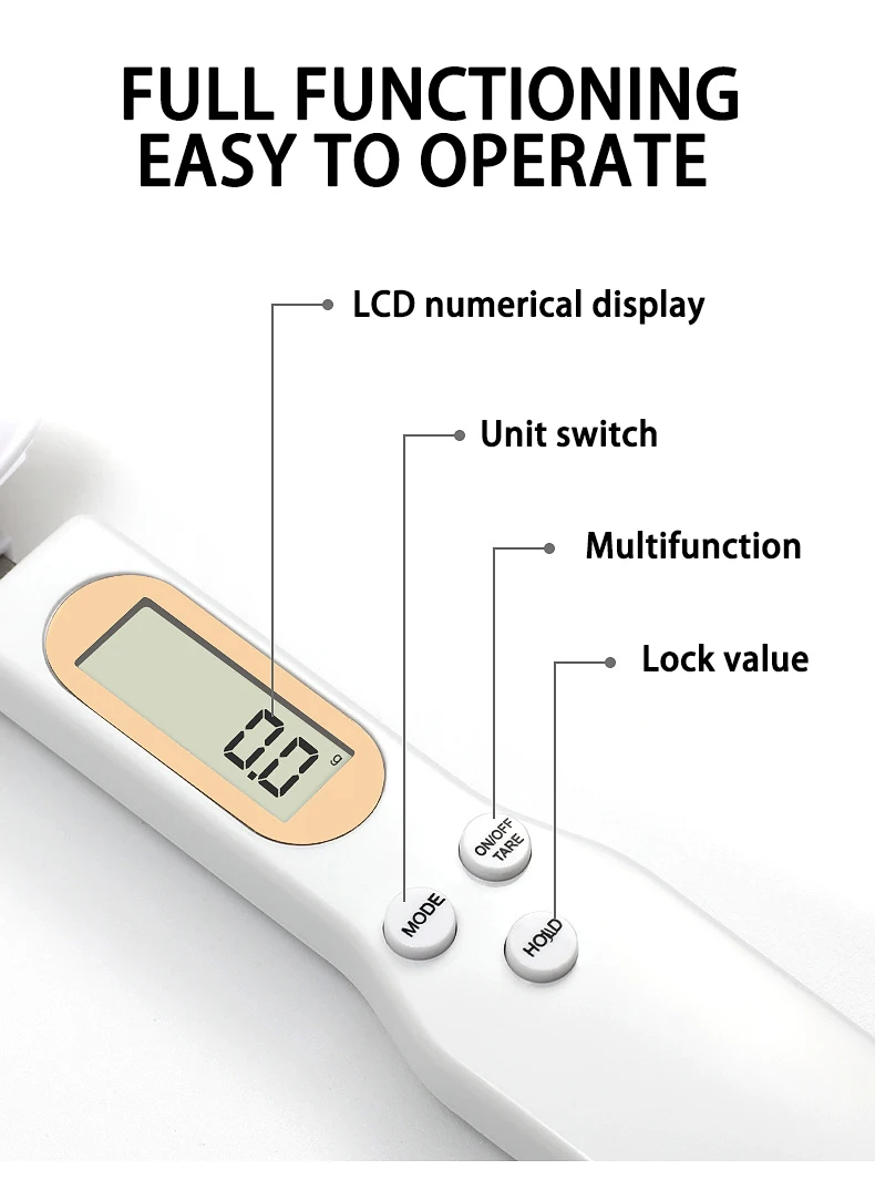 Cuchara Spoon Scale LCD Display Digital Measuring Electronic Weight Gram  Scales.