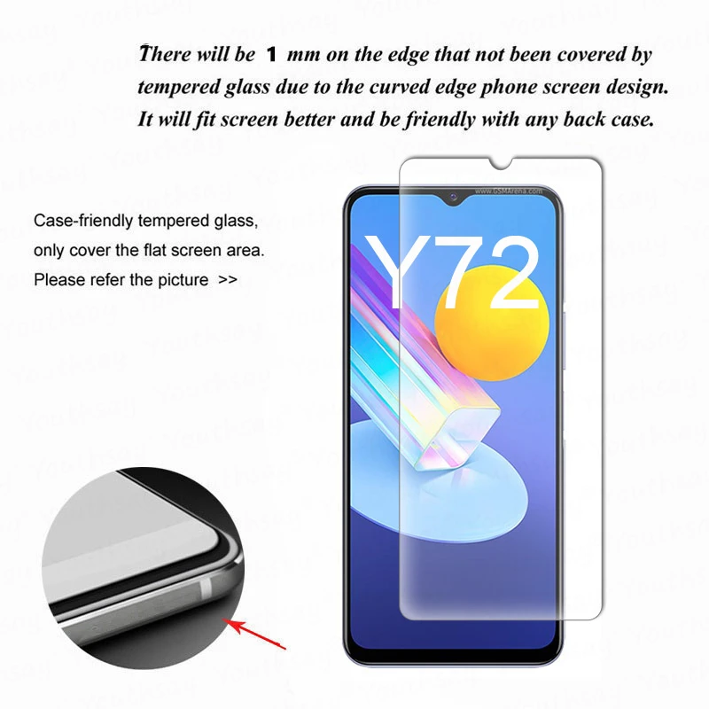 For Vivo Y72 Glass Tempered Glass for Vivo Y72 5G Glass Transparent Phone Screen Film Lens Camera Protector Film For Vivo Y72 5G