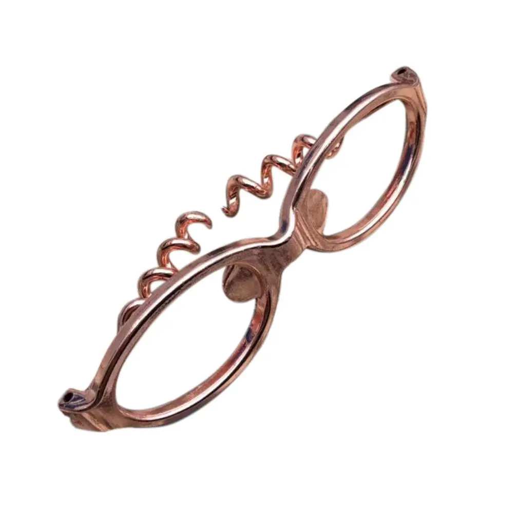 Rose Gold Барный инструмент для вина, пива, многофункциональный брелок из цинкового сплава, ручной орнамент, открывалка для бутылок, кухонные, вечерние, для дома, форма очков, сделай сам - Цвет: Rose Gold