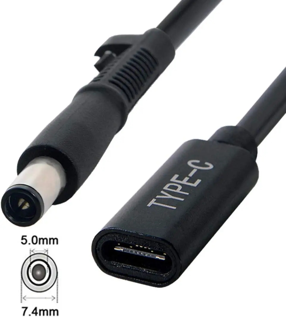Type C USB-C Female Input to DC Power PD Charge Cable fit for Laptop 18-20V (7.4x5.0mm)