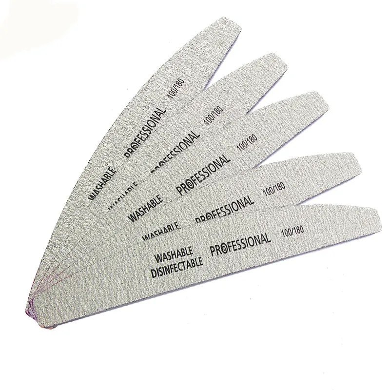 

Professional Nail Files 100/180 Buffer Double Side Gray Color Curve Banana Nail Art Care Tools High Quality