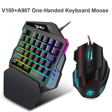 Mini mouse com uma mão para jogar, teclado de jogo com 35 teclas rgb retroiluminado portátil para pc ps4 xbox gamer para win