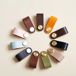Nordic Wardrobe Leather Handle Light Luxury Drawer Cabinet Door Cabinet Leather Children's Room Anti-collision Handle