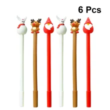 

6 Pcs Lovely Pens Christmas Elements Writing Pens Black Ink Signing Pens Portable Stationery Xmas Party Students School