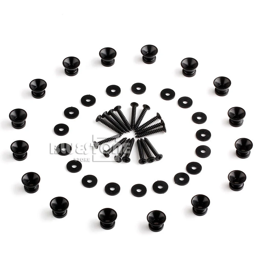 8 Pair Black Strap Lock End Pin For Electric Guitar Bass Strap Buttons Part