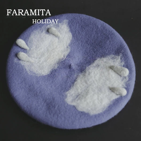 Faramita, праздник, дождь, кошки и собаки, женский шерстяной фетровый Французский Берет, ручная работа, шапки для художника, новинка, зимние теплые шапки, шапки