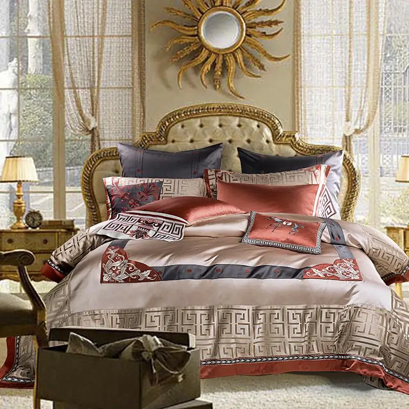 

Luxury 800 TC Silk Cotton Satin Fashion Palace Bedding Set Silky Duvet Cover Bed Sheet Pillowcases Queen King size 4-11 Pcs