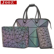 Роскошная складывающаяся женская сумка-мессенджер, комплект из 3 предметов, светящиеся цветные женские ручные сумки, женская сумка через плечо, Лазерная Сумочка и сумочки