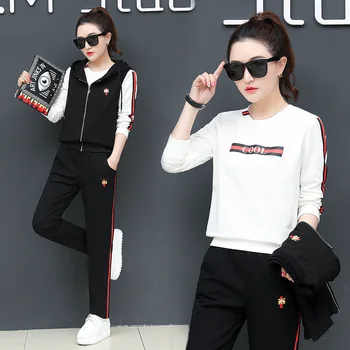 

2019 Sports Suit Female Autumn Loose Long Sleeve Leisure Sweater Three-piece Set Suit
