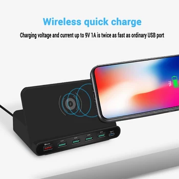 

USB Charging Station Wireless Charger Head 6-hole USB Smart Multi-port Fast Charge TYPE-C Phone Holder cl