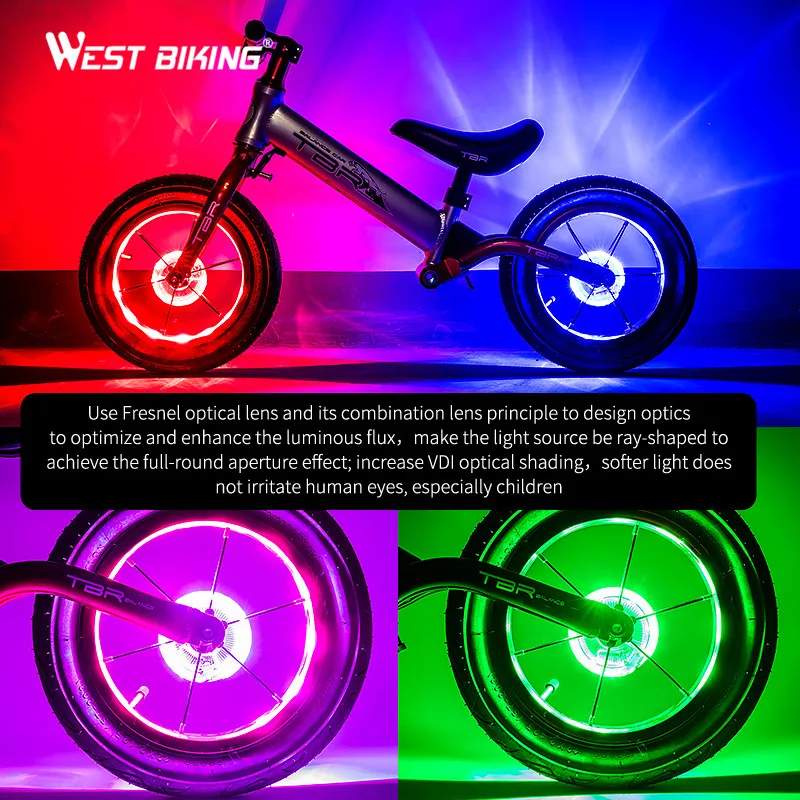 Smart LED Bicycle Wheel Light Bike Front Tail Hub Spoke One Lamp With 7 Color 18 Modes Rechargeable Kids Balance Bike Light
