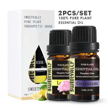 

2Pcs Geranium & Lemon Essential Oil Diffusers Aroma Pure PlantEssential Oil For Bedroom Air Humidifier Aromatherapy Diffusers