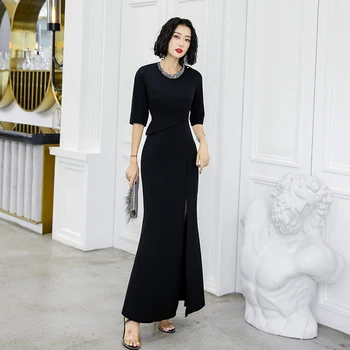 

Autumn New Big Size 3XL Formal Party Dress Women Sexy High Split Mermaid Qipao Elegant Slim Half Sleeve Cheongsam Robe De Soiree