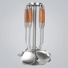 Прямая Палисандр Ручка 304 посуда из нержавеющей стали набор кухонная лопатка ложка для каши термостойкая Толстая L