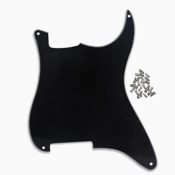 

FLEOR Black 3Ply Electric Guitar Pickguard Blank Material Scratch Plate 4 Hole with Screws for Strat Style Guitar Parts Custom