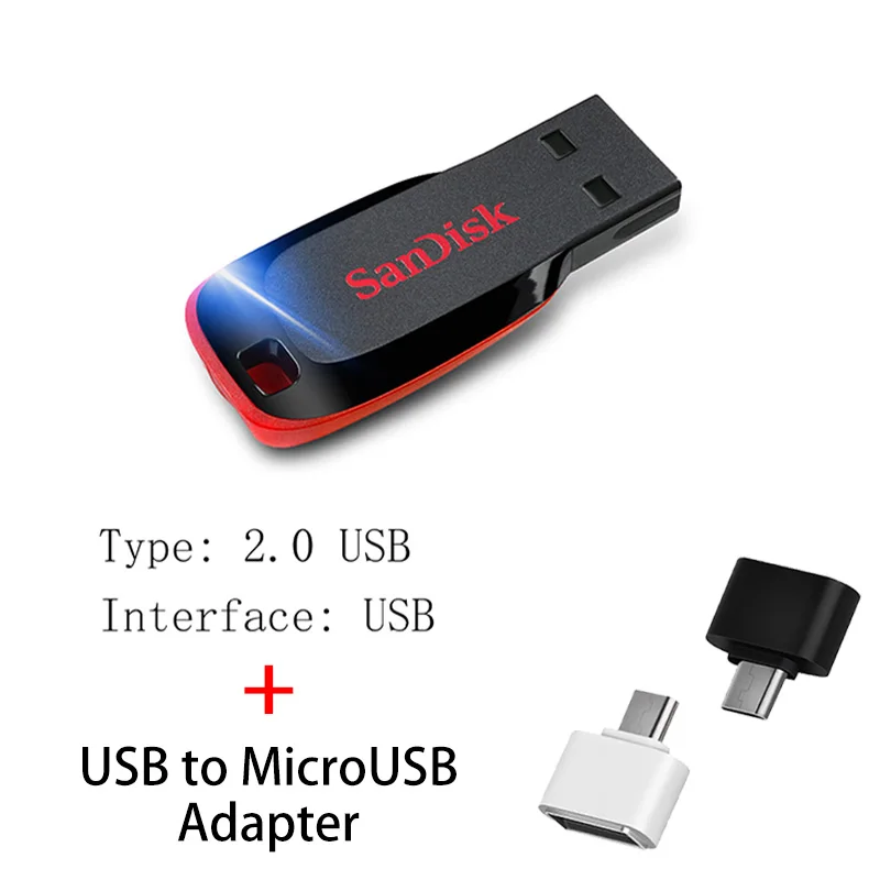 Sandisk Флешка 128 Гб 64 ГБ 32 ГБ 16 ГБ мини USB флеш-накопитель 32 64 128 16 ГБ флеш-накопитель 2,0 USB флешка диск на ключе память для телефона - Цвет: CZ50 A