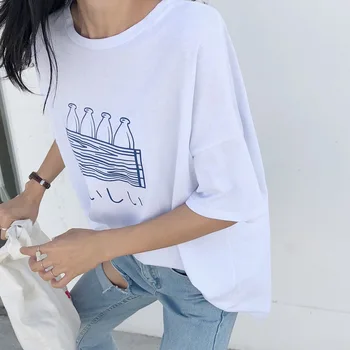 

Women Tops Punk Cartoon CAN FANe Gray Letter Print Tee Shirt Femme T-shirt Casual Tee Shirt Black