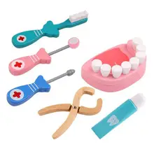6 шт./компл. дети ролевые игры доктора игрушка деревянный Косплей моделирование дантиста аксессуары инструменты дети играть игрушечный набор доктора