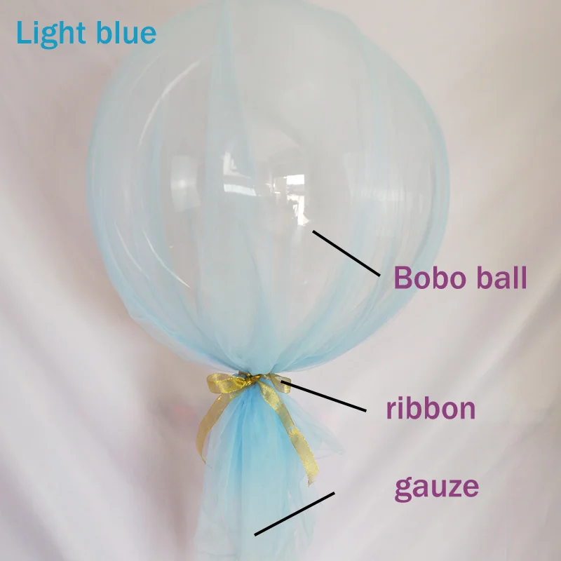 3" Вечерние воздушные шары марлевые БОБО воздушный шар" Конфетти "День Благодарения День рождения Свадебные украшения Дети счастливый год пол раскрыть - Цвет: light blue gauze bal