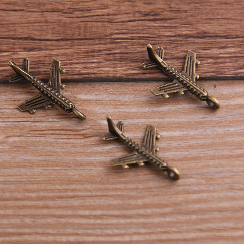 30PCS 15*22mm Airplane Plane Two Color Plated Pendants Antique Jewelry Making DIY Handmade Craft