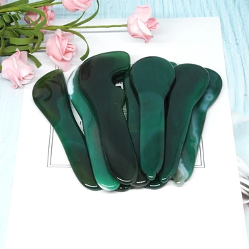 

Natuurlijke Jade Guasha Schrapen Massage Schraper Gezicht Massager Acupunctuur Board Rozenkwarts Agaat Acupunt Facial