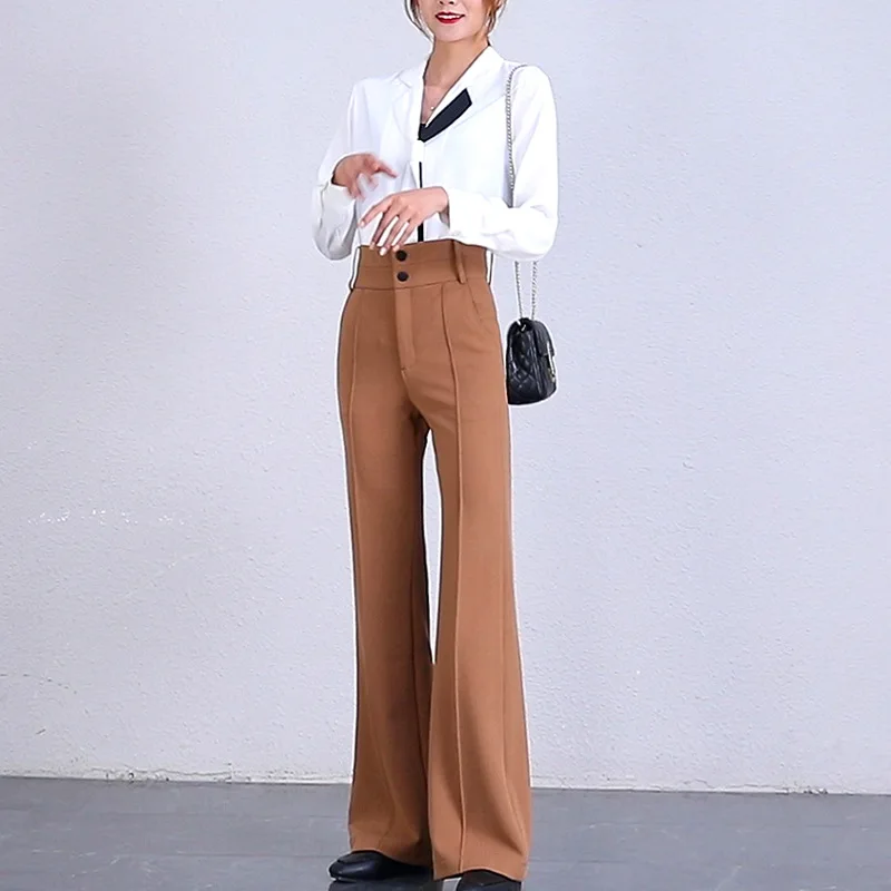 High Waist Straight Wide Leg Women Pants For Autumn Winter Camel