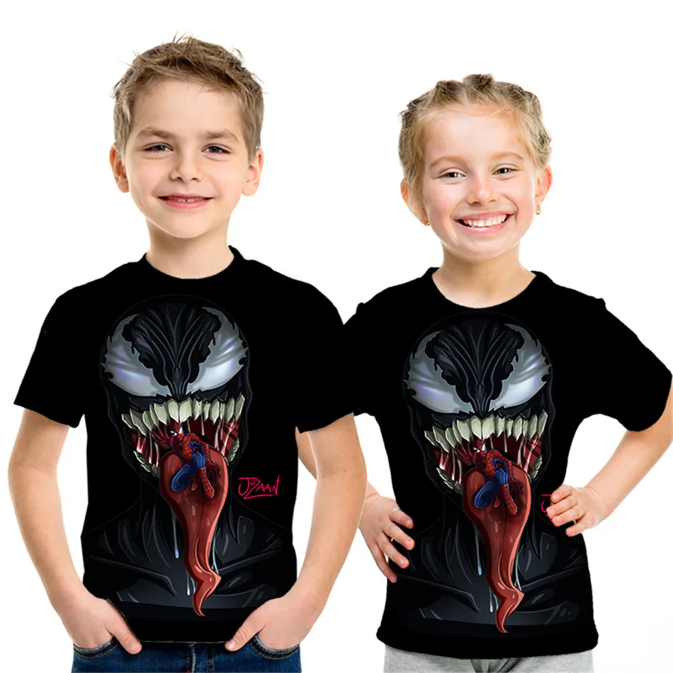 Коллекция года, летняя детская футболка с рисунком аниме «фильм 3D» Venom Дэдпул паук, футболка с принтом черепа для мальчиков и девочек Детские футболки, топы, От 4 до 12 лет