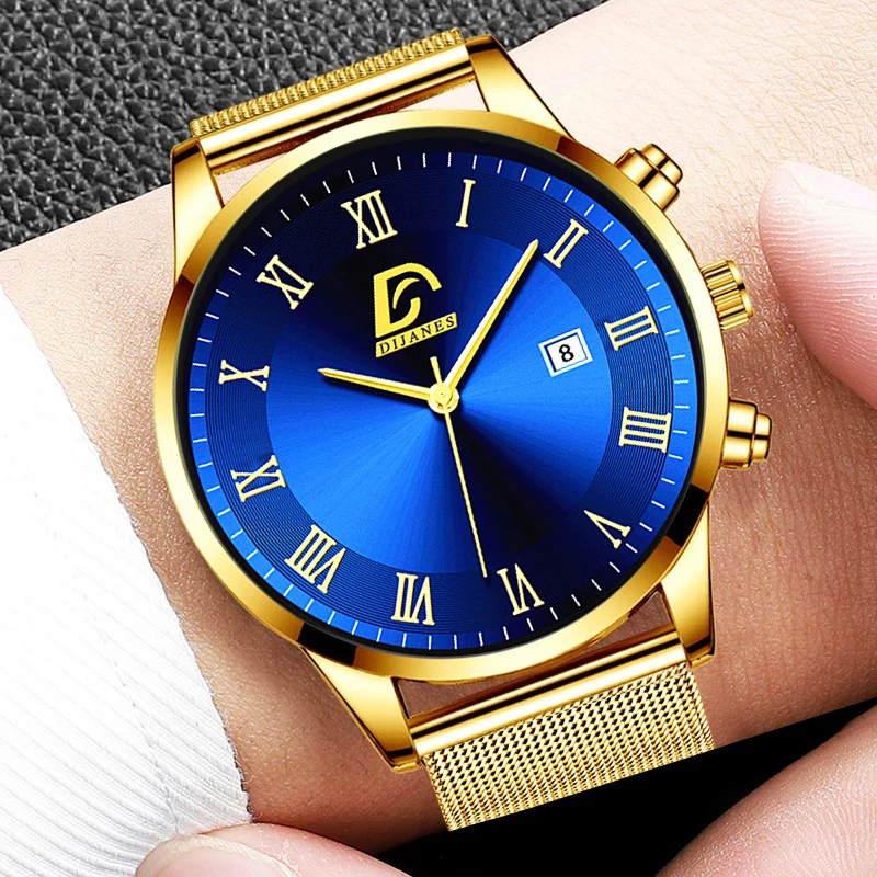 Mens Minimalist Watches Luxury Stainless Steel Mesh Belt Quartz Wrist Watch 2022 Men Business Casual Sports clock часы мужские 6