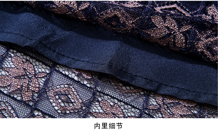DROWYD Queen Vintage Lace Midi Dress Women Winter Fashion Girl Boho Navy V-neck Dress Elegant Nightclub Party Dresses Vestidos