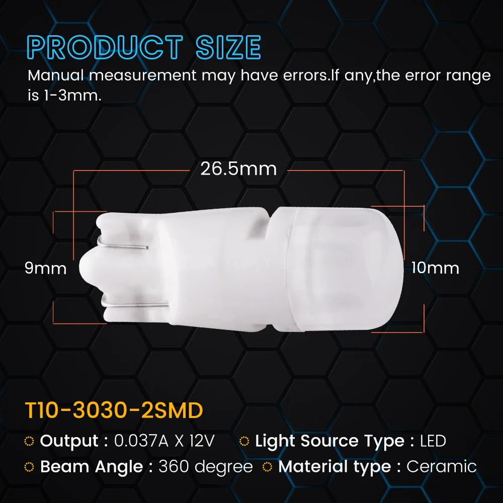 YM E-яркий T10 W5W Автомобильный светодиодный светильник керамики 3030 2SMD 194 168 лампы авто лампы для чтения, работающего на постоянном токе 12 В белого и синего цвета, желтый, красный, зеленый, 10 шт