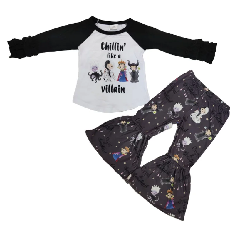 

High quality fanshion style clothing Cartoon print kids wear Fall and Winter 2 pcs set