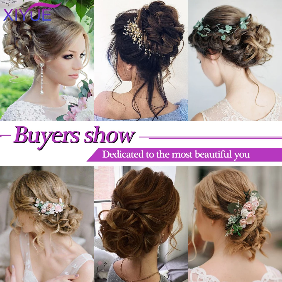 XIYUE Messy Hair Bun Clip in Hair Extension Curly Hair donut fake hair Chignon Synthetic Hair Messy Chignon For Women Wedding