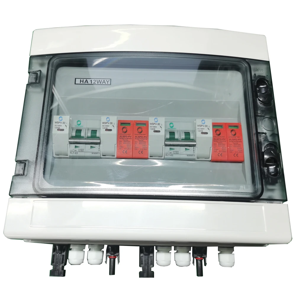 WSDB-PV2/2 600V 2 input 2 output string for off grid solar energy system Photovoltaic Array Solar PV Combiner Box