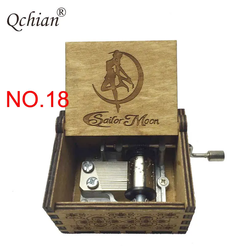 

Sailor Moon Music Box keychain Wooden Case Hand-operated Stainless Steel Movement Classic Ornament Gift for Children
