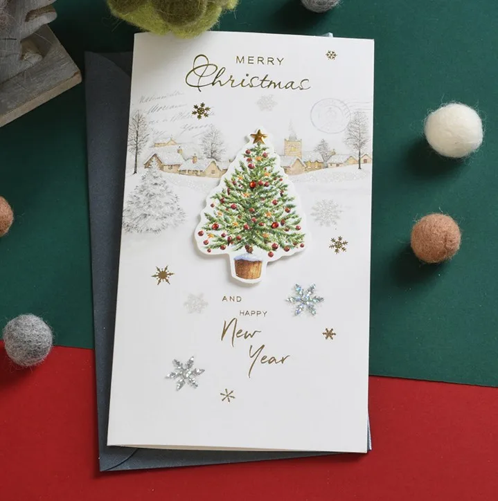 1 Набор каваи золочение дизайн Счастливого Рождества открытка Снеговик поздравительная открытка Рождественская открытка подарочные открытки канцелярские товары - Color: 1