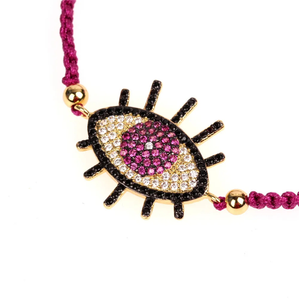 2020 Spring New Bohemian Style Braided Rope Chain Micro-paving Zircons Evil Eye Charm Bracelets for Girls Free Dropshipping