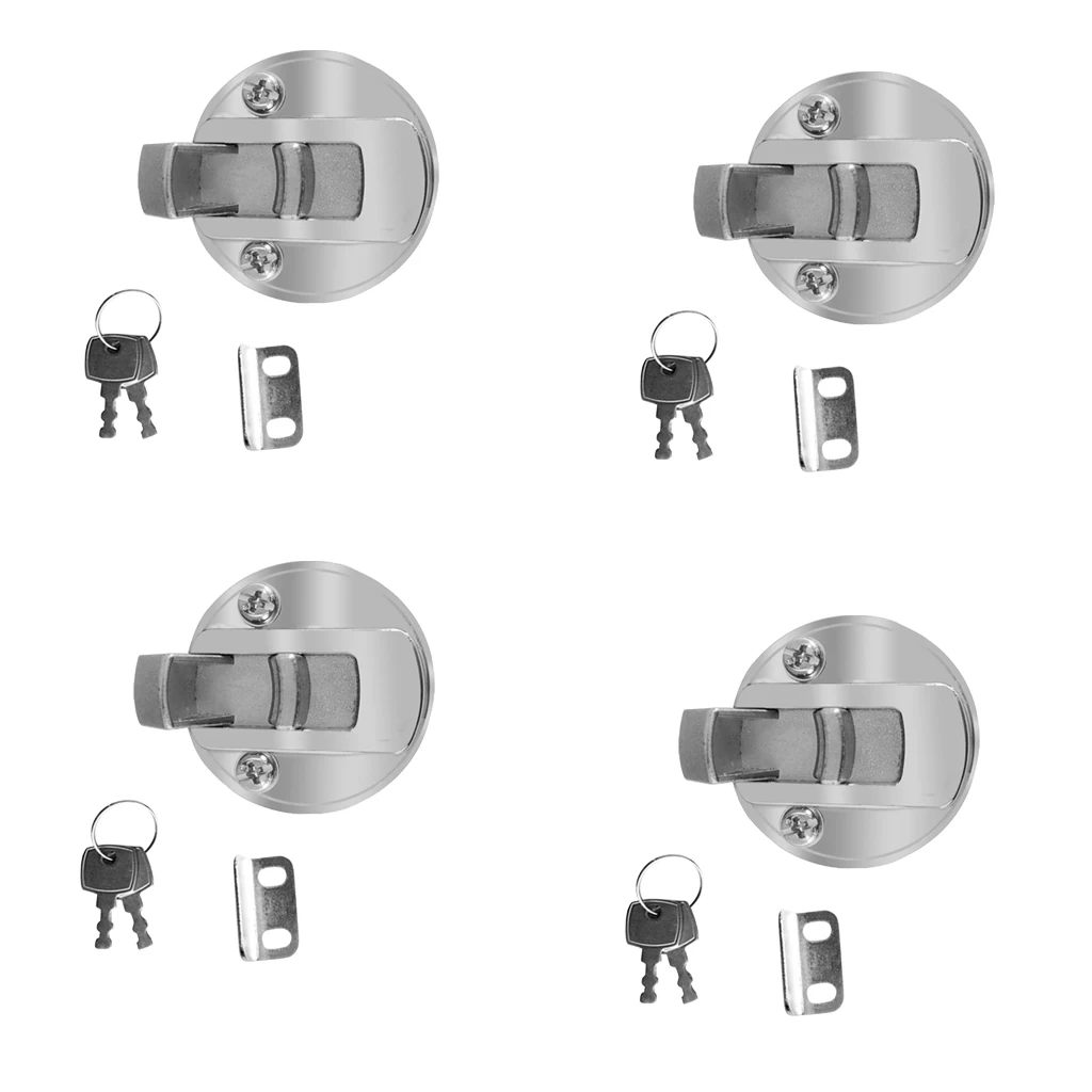 4 Pieces Zinc Alloy Chrome Finished Marine Boat Deck Flush Latch Pull Latch