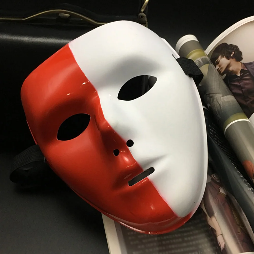 

Full Face Masks Men Women Masquerade Halloween Party Costume Patchwork Design Gothic Black Red Decoration Magic Funny