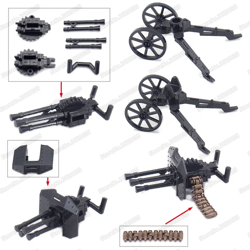 Legoinglys Military Air Defense High Shot Machine Guns Weapons Building Block Army Figures WW2 Battlefield Model Child Gift Toys