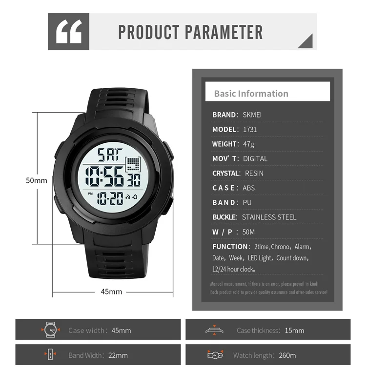 Skmei Watch Men Sports High School Students Multifunctional Anti-fall Timing Date Fashion Waterproof Electronic Watch Boy1731