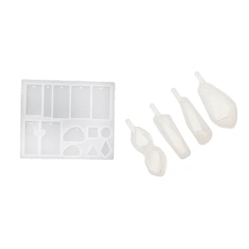 

1x Pendant Fashion Scrapbooking Silicone Mould & 4 Pieces Assorted Shape Cabochon Silicone Earring Necklace Pendant Mold
