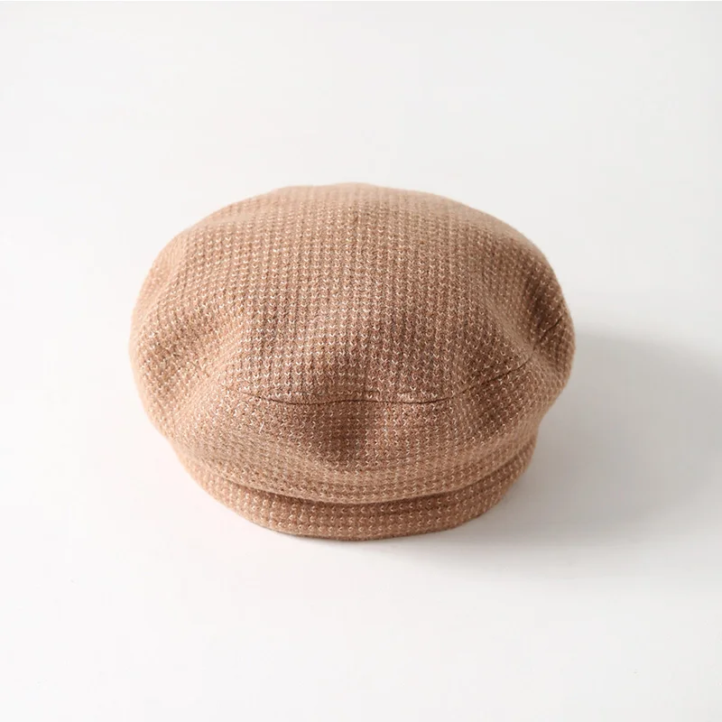 Caramel color Шерстяной берет, шляпа для женщин в стиле художника, Женская шерстяная шляпа, винтажные береты, одноцветная шапка, женская шапка, теплый берет для прогулок - Цвет: Caramel color