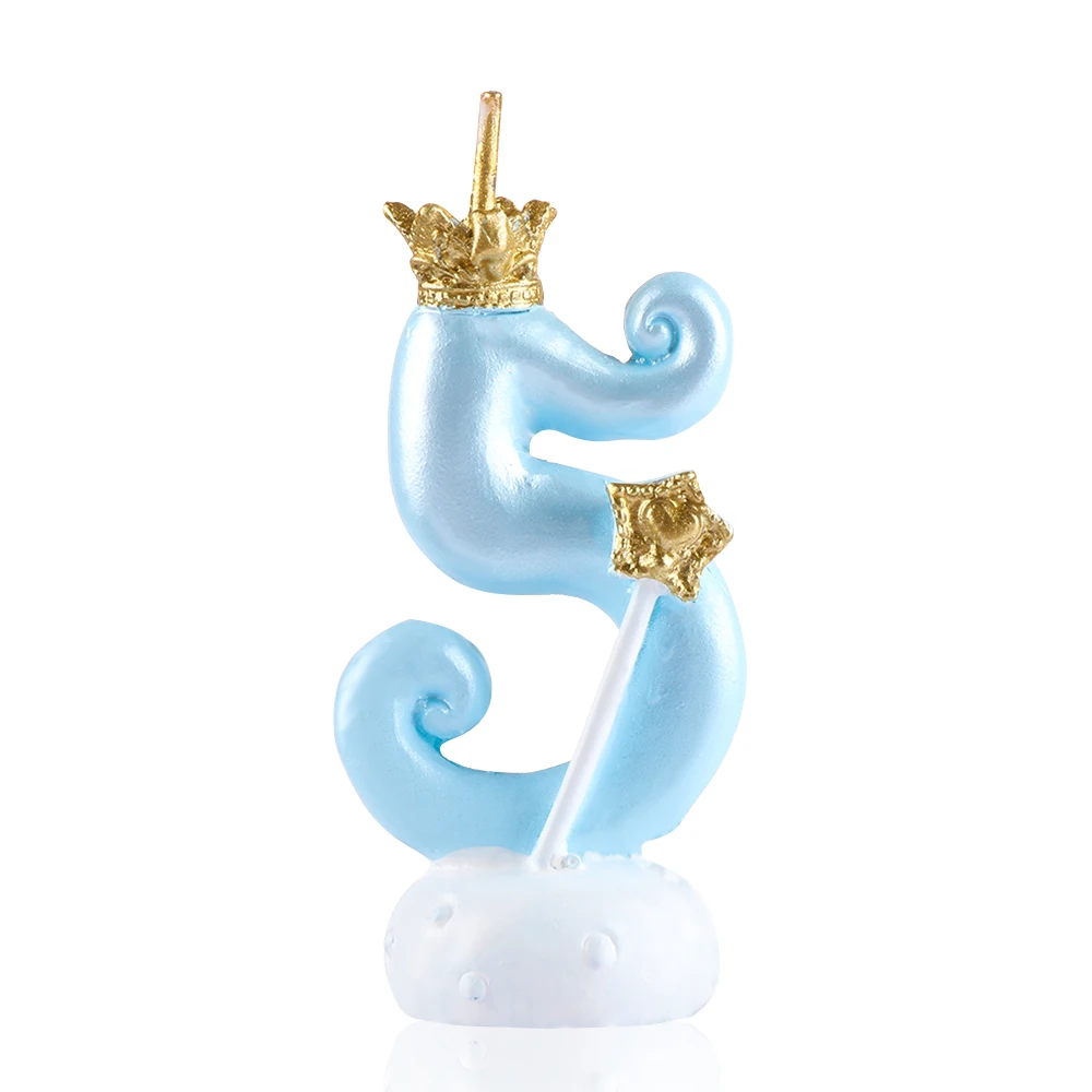 1 шт. цифры Цифровая Корона Свеча для торта с коробкой Топпер для кексов С Днем Рождения украшения для детей свадебные принадлежности - Цвет: Blue 5