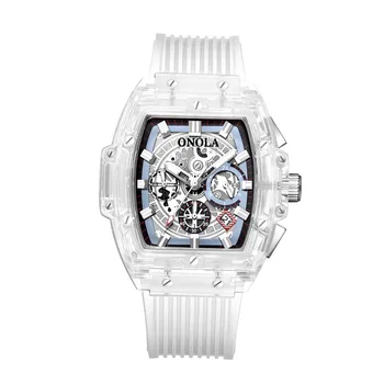 

Digital Wristwatches Transparent Quartz Waterproof aaa Luxury Watch Mens Multifunction Man Watches Square White Fashion Clocks