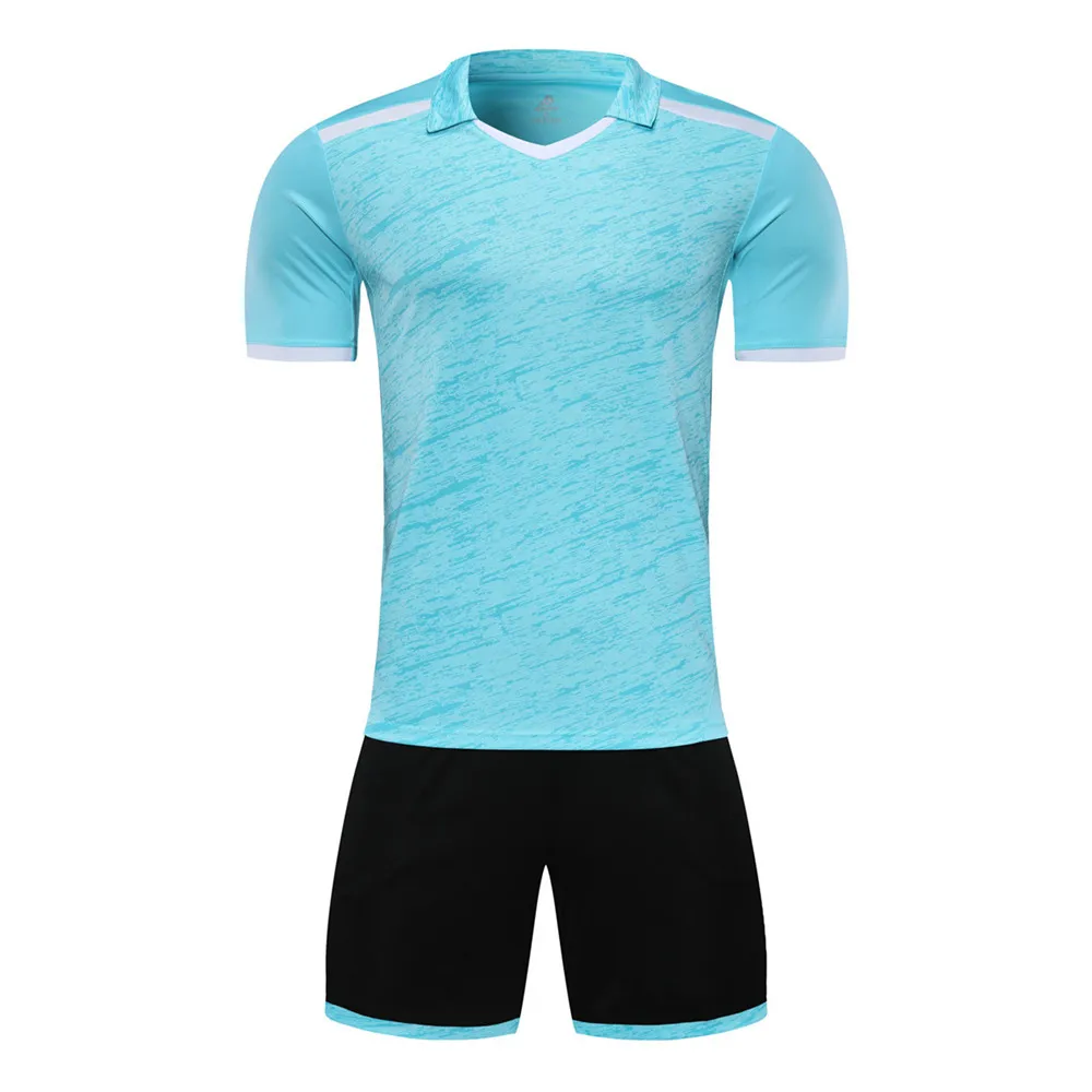 Новые футбольные Survete мужские футболки взрослые Молодежные футбольные майки наборы DIY пользовательские мужские футбольные майки наборы короткий тренировочный спортивный костюм - Цвет: ZYQ1929 sky blue